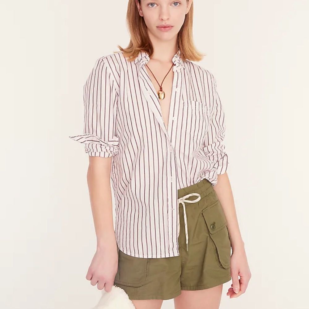 J. Crew Classic Fit Washed Cotton Poplin Button Down LS Shirt Sz 4P